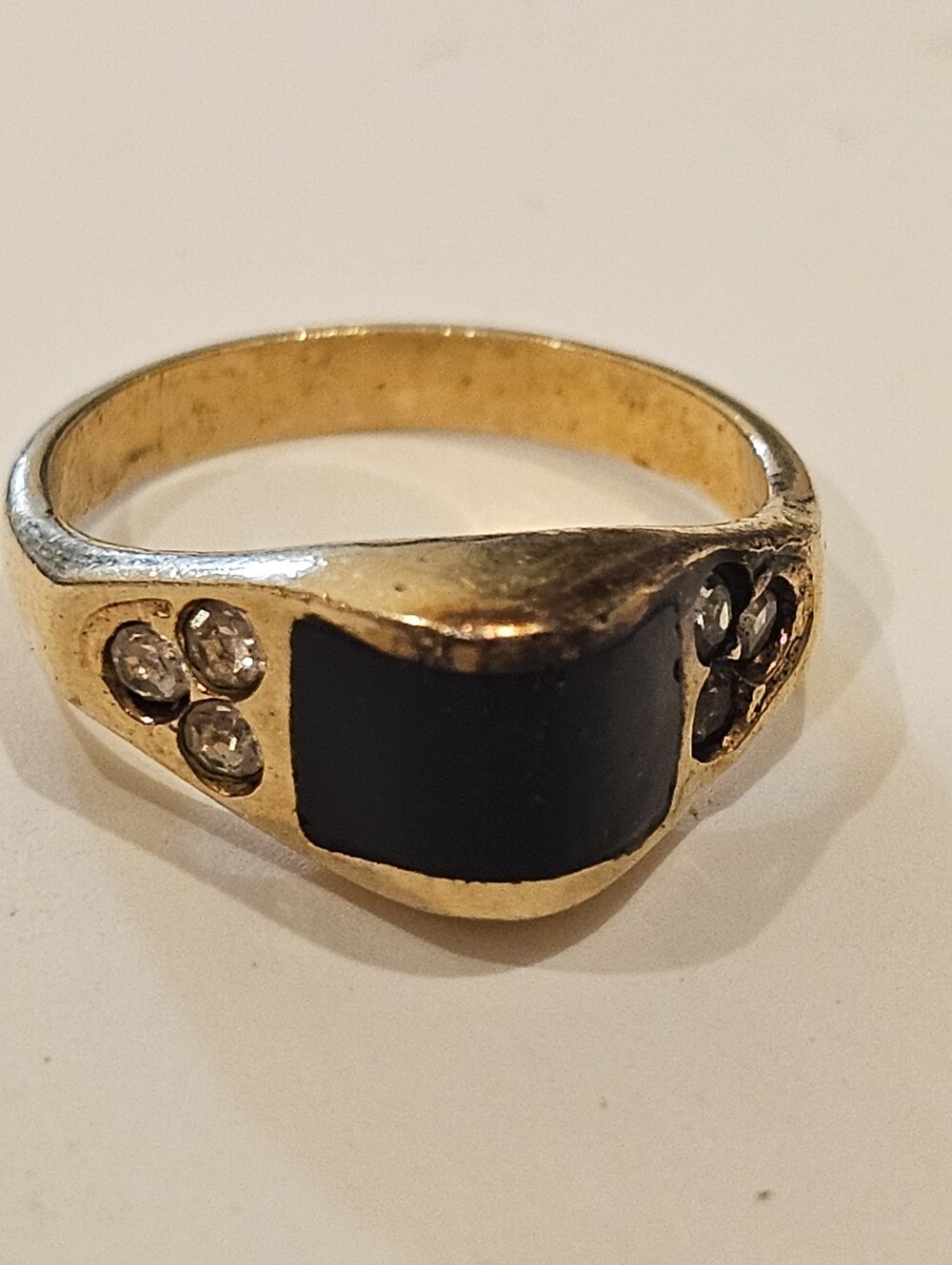 Vintage 80s Onyx Ring - Size 6
